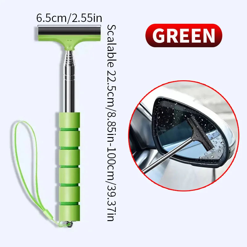Car Rearview Mirror Wiper Telescopic Handle Car Rearview Mirror Wiper Durable Stainless Auto Glass Cleaning Tools Cleaning Brush