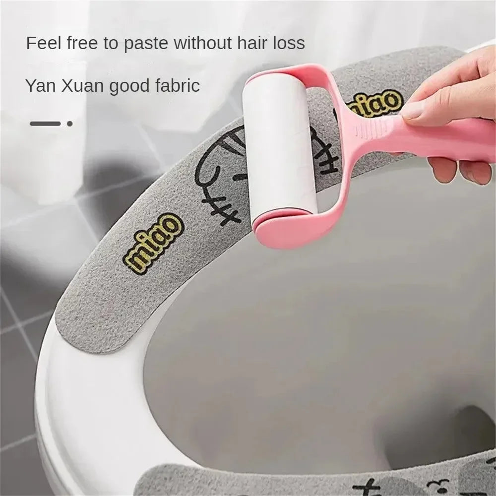 1 Pair Paste Toilet Seat Cover Cartoon Waterproof Reusable Soft Bathroom Toilet Seat Pad Cute Thick Sticky Closes Tool Seat Mat