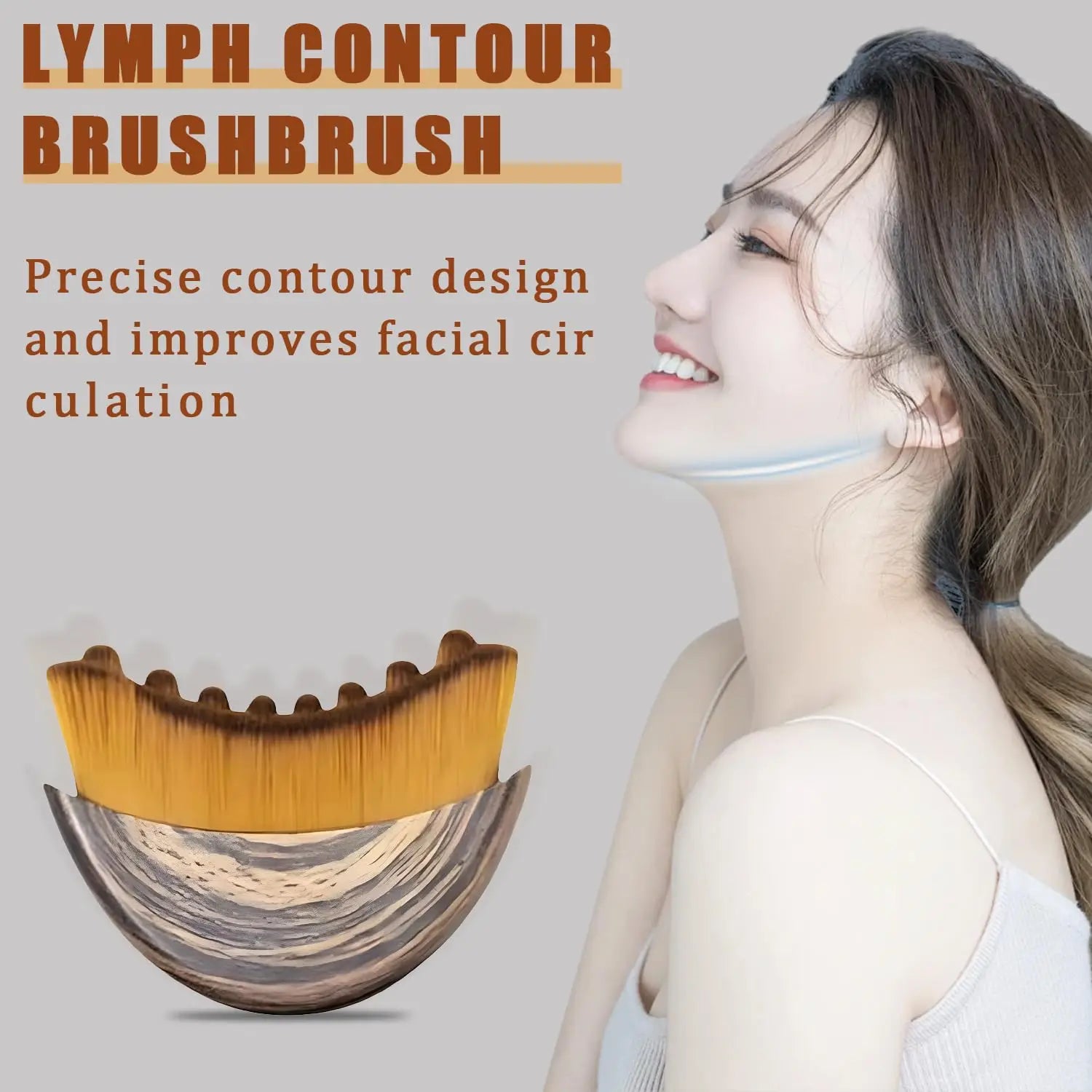 Portable Lymphatic Contour Face Brush Multi-function Chin Reduce Puffiness Lymphatic Drainage Face Brush Facial Sculpting Tool