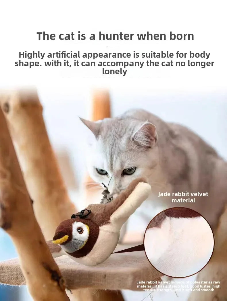 Interactive Cat Toys Rechargeable Slap Birds (can't Fly) Catnip Plush Toys for Cats Pet Flapping Bird Cat Toy Accessories Home