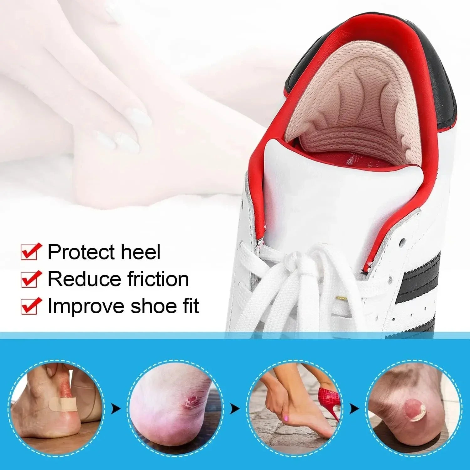 Insoles Patch Heel Pads for Sport Shoe Adjustable Size Feet Pad Pain Relief Cushion Insert Insole Heel Protector Sticker