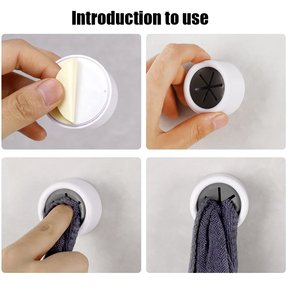 Self Adhesive Towel Plug Holder Silicone Hooks Wall Mounted Bathroom Towel Kitchen Racks Dishcloth Hanger Clip Organizer Sucker