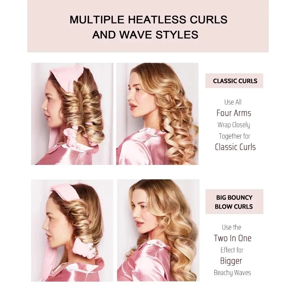 4-Arm Design Soft Overnight Curlers Hair Rollers Heatless Curls Overnight Hair Curlers To Sleep Beach Waves No Heat Curling Rod