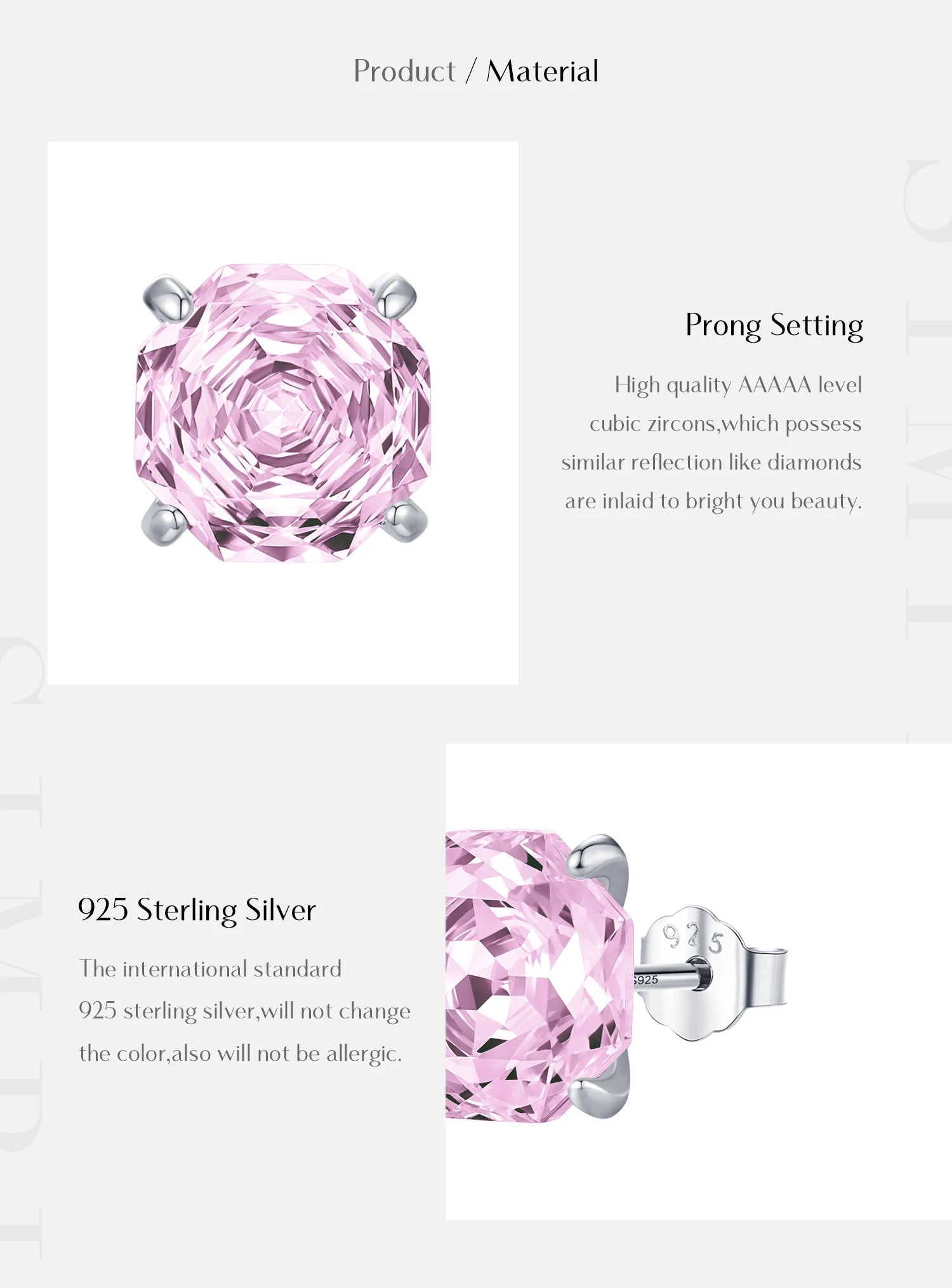 MODIAN 925 Sterling Silver Romantic Pink Rose Cut Sparkling Cubic Zirconia Stud Earrings For Women Party Trendy Jewelry