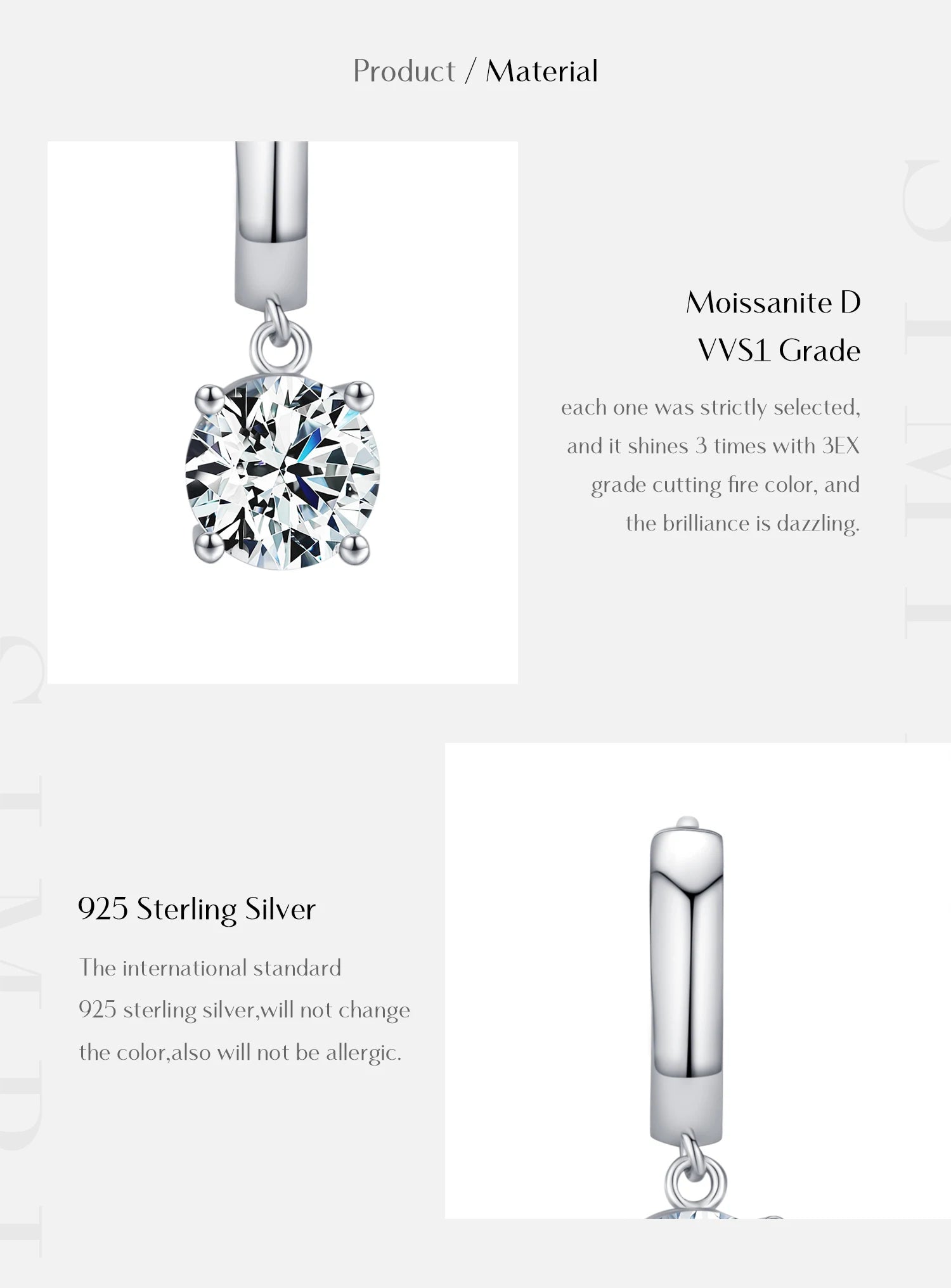 MODIAN D Color Moissanite Hoop Earrings Lab Created Diamond For Women 925 Sterling Silver Wedding Fine Jewelry Gift