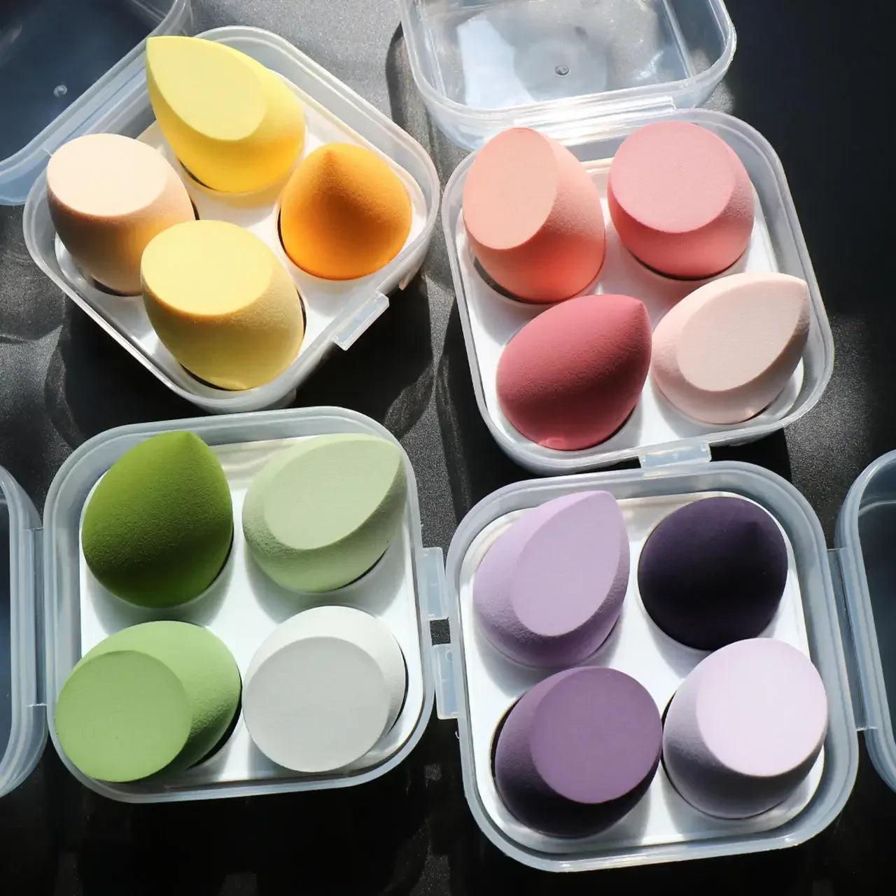 4pcs Makeup Sponge Cosmetic Puff Dry and Wet Combined Cosmetic Egg Women Foundation Powder Puff Bevel Cut Makeup Sponges