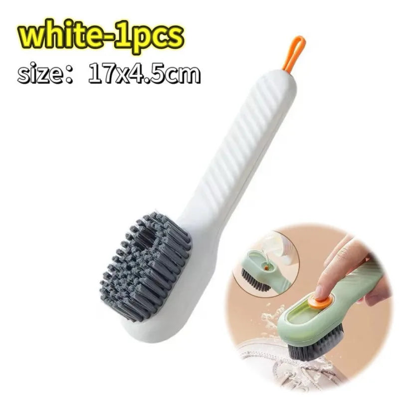Multifunction Cleaning Shoe Brush Soft Automatic Liquid Shoe Brush Long Handle Clothes Soap Brush with Hook Clean Tool