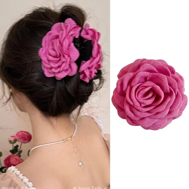 Fabric Rose Flower Hair Claw Clips For Women Girls Hair Clip Barrette Hairpins Hair Clamps Headwear Hair Accessories Gift