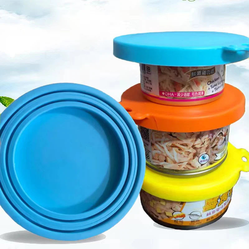 Silicone World Silicone Canned Lid 3 In 1 Reusable Food Storage Keep Fresh Cover Cans Cap Pet Can Box Cover Silicone Can Lid