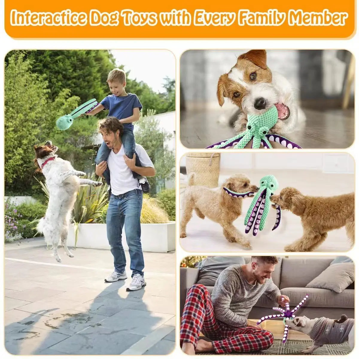 Dog pet plush octopus boredom companion toy interactive sound anti-demolition home large and small dog toy