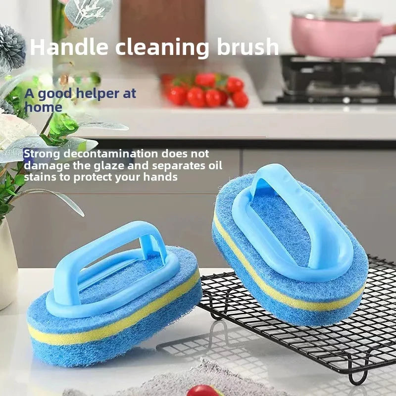 Sponge Cleaning Brush With Handle Bathtub Tile Scrub Brush Kitchen Bathroom Cleaning Sponge Brush Household Cleaning Supplies