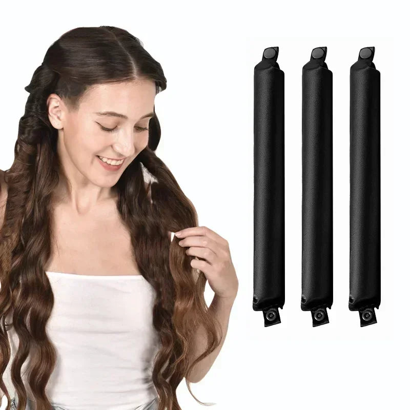 No Heat Hair Rollers Heatless Hair Curler Curling Rod Headband Satin Lazy Curls Soft Curlers Sleeping Flexi Rods Styling Tools