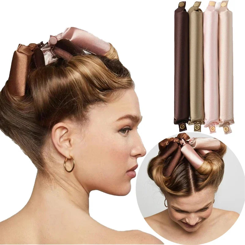 Heatless Curling Rod Headband Soft Hair Curler No Heat Hair Rollers Lazy Curls Sleeping  Flexi Rods with Bonnet Styling Tools