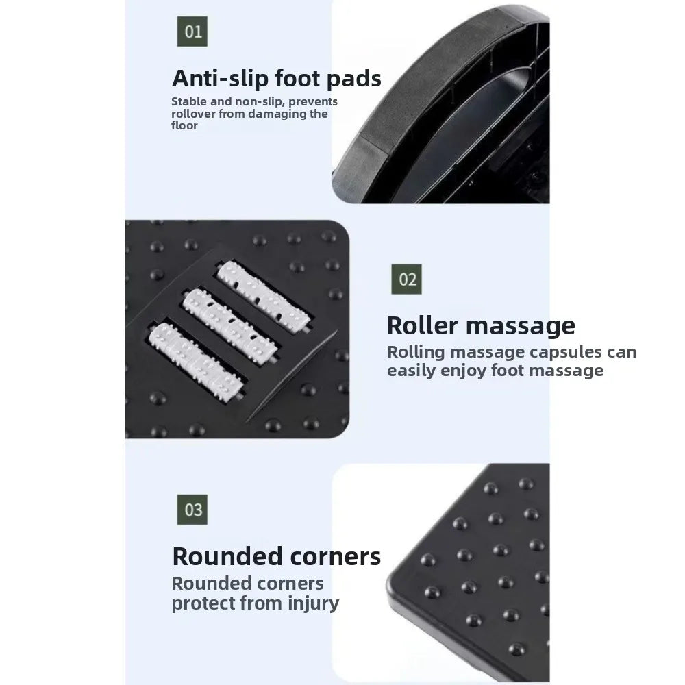 Portability with Massage Rollers Foot Rest 180 Degree Swing Ergonomic Foot Stool Under Desk Footrest for Home Office Work