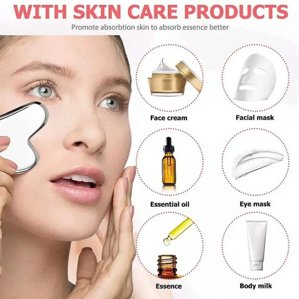 Ice Face Roller Stainless Steel Gua Sha Board Set Facial Massager Face Massage Roller Face Lifting Beauty Skin Care Tools