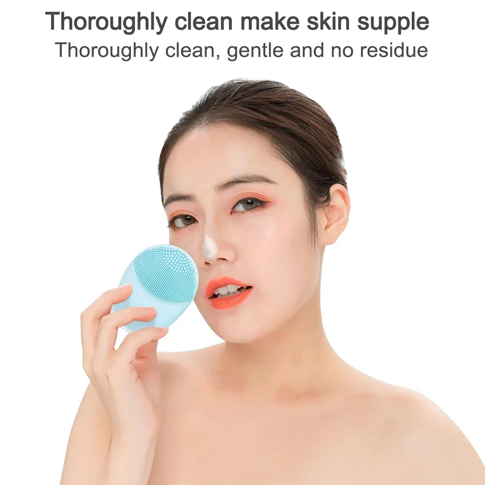 Electric Facial Cleansing Brush Face Skin Care Tools Waterproof Silicone Sonic Cleanser Facial