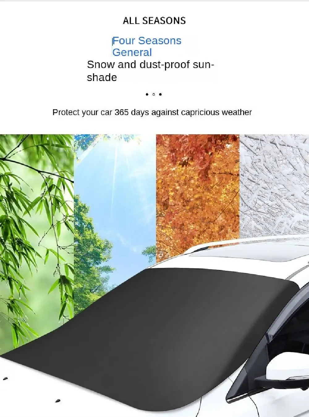 4 Seasons - Car Magnetic Snow Shield Winter Front Windshield Cover Anti-frost Sun Protection Half Car Cover Insulated sunshade