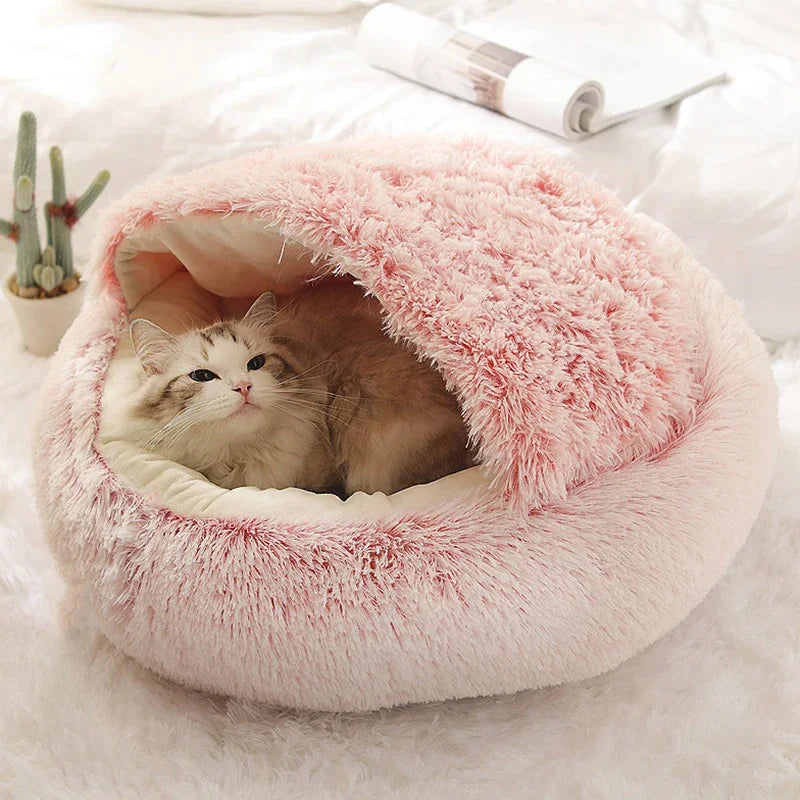 Cat Bed Pet Mattress Sleeping Warm Soft Plush Pet Bed with Cover Round  Nest Cave for Small Dogs kitten