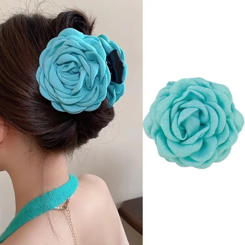 Fabric Rose Flower Hair Claw Clips For Women Girls Hair Clip Barrette Hairpins Hair Clamps Headwear Hair Accessories Gift