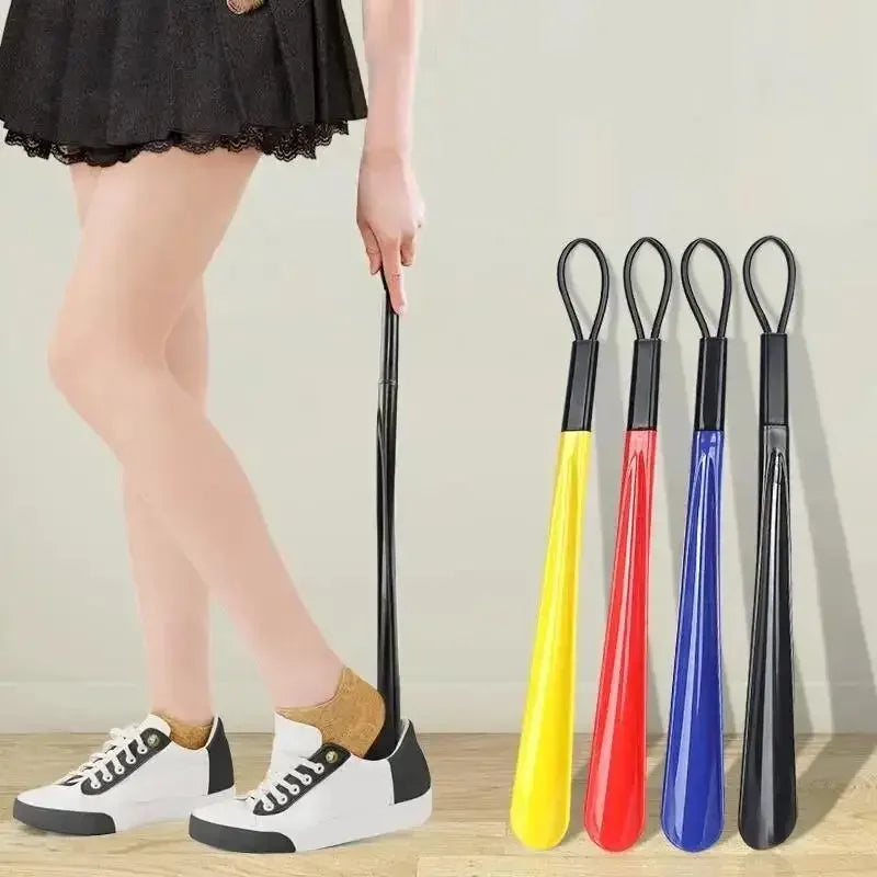 Extra Long Shoe Puller Shoehorn Black Plastic Shoe Horn Lazy Shoe Lifter Flexible Shoes Accessory for Pregnant Backache Elderly