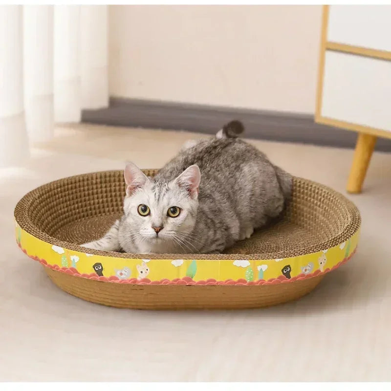 Pet Bed for Cat Supplies Claw Grinding Toys for Cats Oval Corrugated Paper Protective Furniture Cat Scratching Board Accessories