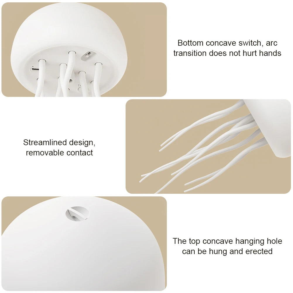 Gradient Voice Control Jellyfish Night Light RGB Cute Jellyfish Bedside Lamp Type-C Charging LED Night Lamp