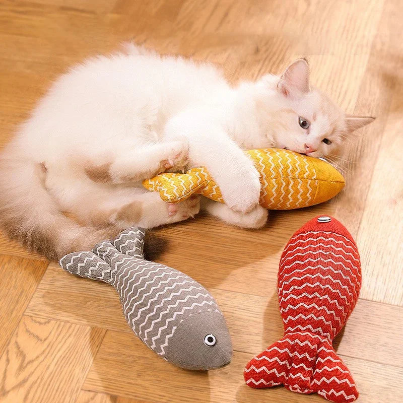 New pet toys, cat toys, linen fish pillows, self hi cat mint doll, pet supplies