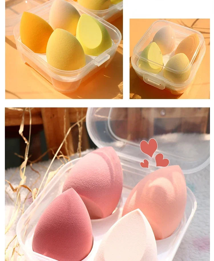 4pcs Makeup Sponge Cosmetic Puff Dry and Wet Combined Cosmetic Egg Women Foundation Powder Puff Bevel Cut Makeup Sponges