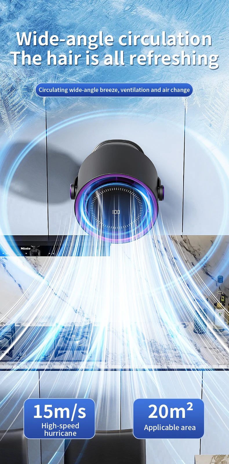 Multi-functional Circulating Fan With Clip 3-in-1 Turbo Fan Electric High-speed Clip Fan 100 levels of free adjustment Mini Fan