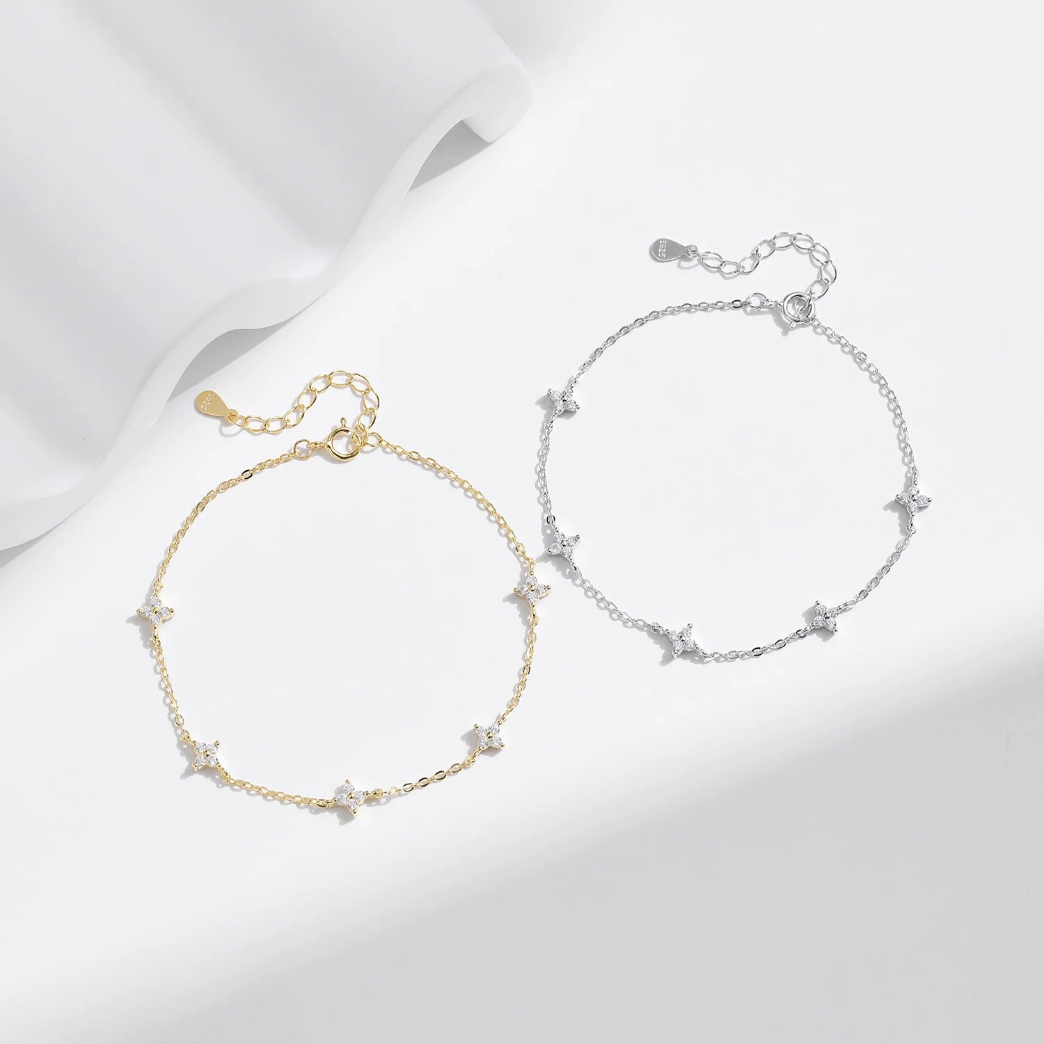 MODIAN 925 Sterling Silver Mini Flowers Bracelet Dainty Link Chain Pave Setting CZ For Women Wedding Fine Jewelry Gift