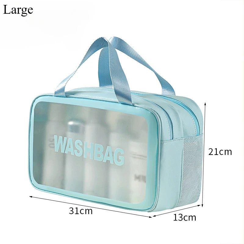 Dry Wet Separation Double Transparent Makeup Bag Portable Cosmetic Organizer Travel Swimming Toiletry Pouch