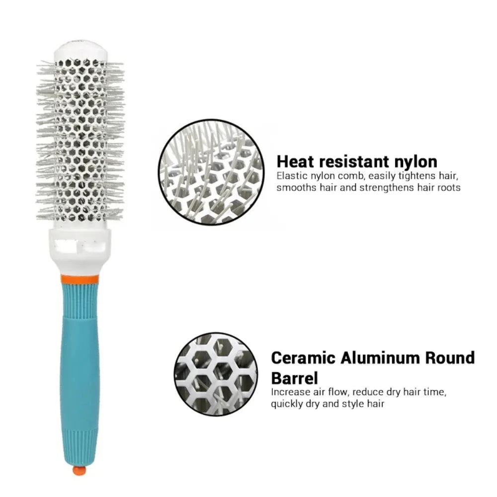 Professional Salon Hair Styling Brush Round Barrel Curly Hair Comb Hairdressing Comb Wet and Dry Dual Use Hairbrush Roller Tools