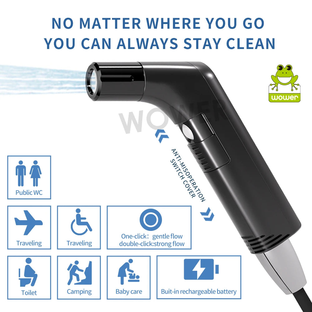 2.5L Portable Electric Bidet Rechargeable Shataf Hand Bidet Butt Sprayer for Personal Hygiene Cleaning Travel Camping Bidet