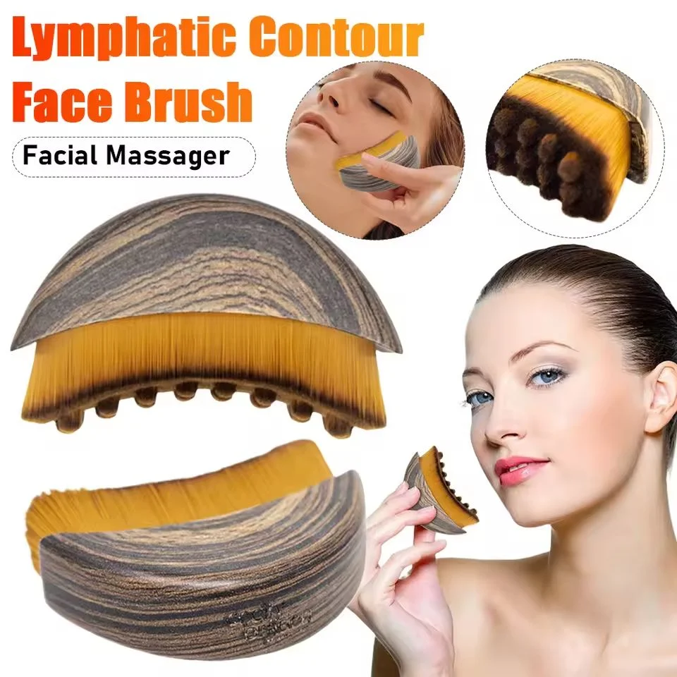 Portable Lymphatic Contour Face Brush Multi-function Chin Reduce Puffiness Lymphatic Drainage Face Brush Facial Sculpting Tool