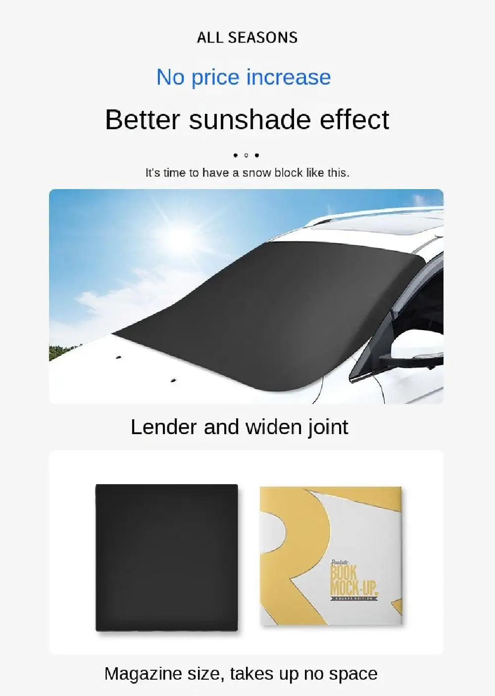 4 Seasons - Car Magnetic Snow Shield Winter Front Windshield Cover Anti-frost Sun Protection Half Car Cover Insulated sunshade