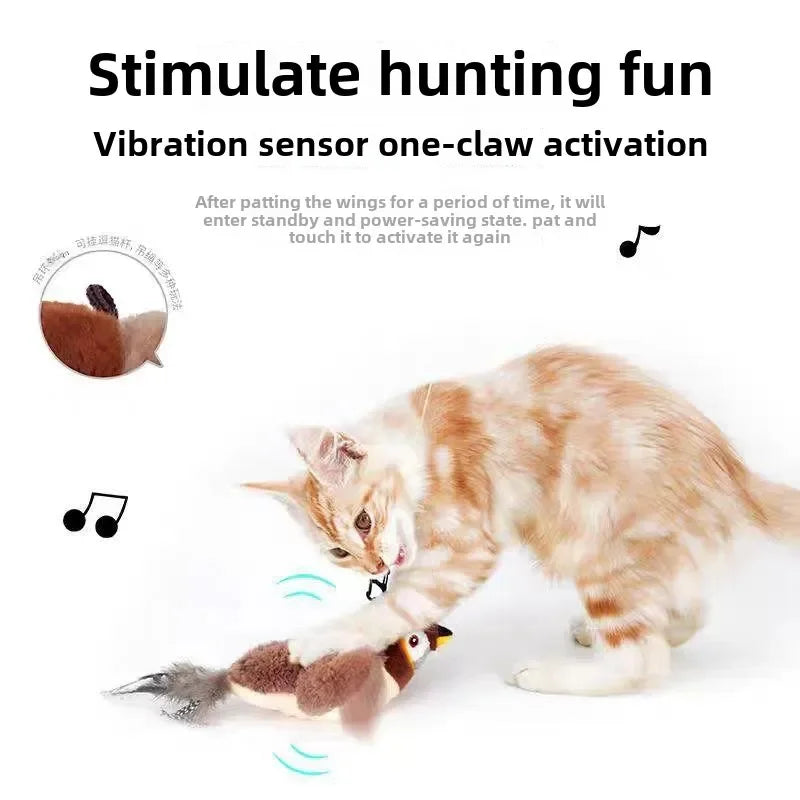 Interactive Cat Toys Rechargeable Slap Birds (can't Fly) Catnip Plush Toys for Cats Pet Flapping Bird Cat Toy Accessories Home