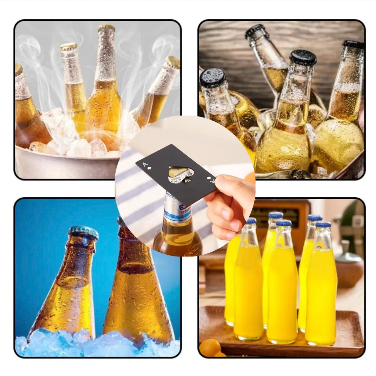 Black/Silver Poker Card Beer Bottle Opener Metal Mini Portable Spade A Opener Stainless Steel Kitchen Bar Tools