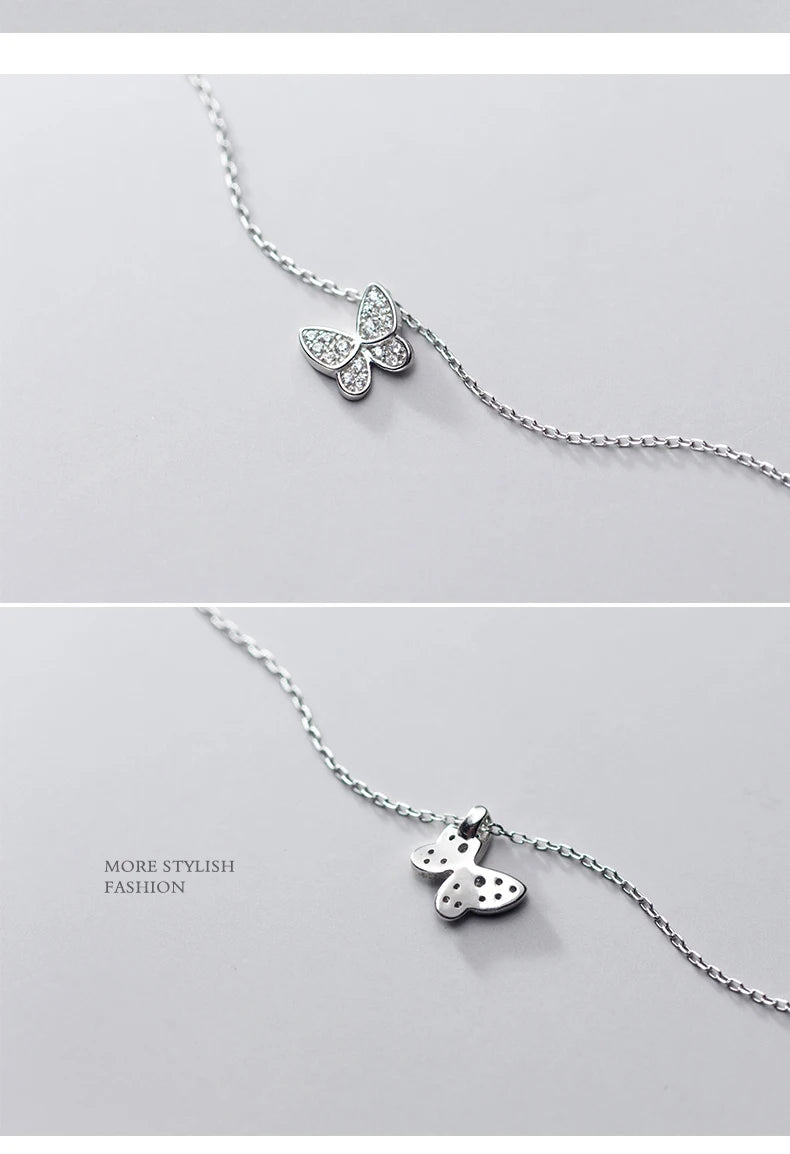Modian New 925 Sterling Silver Sparkling Zircon Dancing Butterfly Tiny Mini Pendant for Women Fine Jewelry Birthday Gift