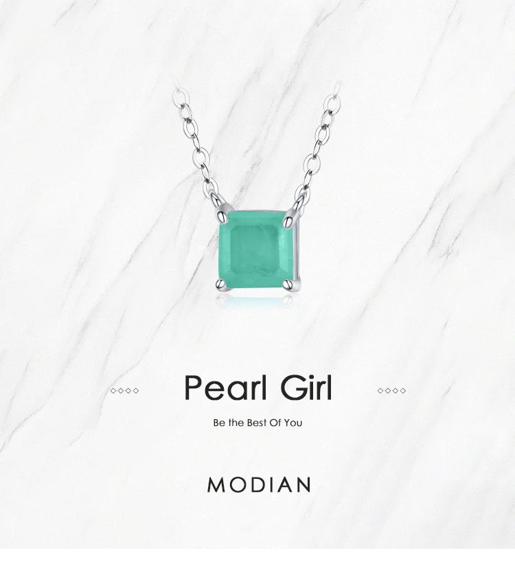 Modian Real 925 Sterling Silver Classic Charm Tourmaline Chain Necklace For Women Wedding Jewelry With Box Pendant Neckalces