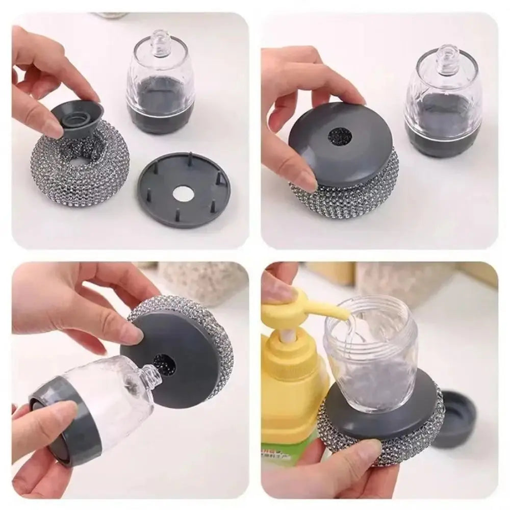 Creative Dish Cleaning Brush Liquid-added Ball Press Type Pot Brush Scrubber Liquid Filling Detergent