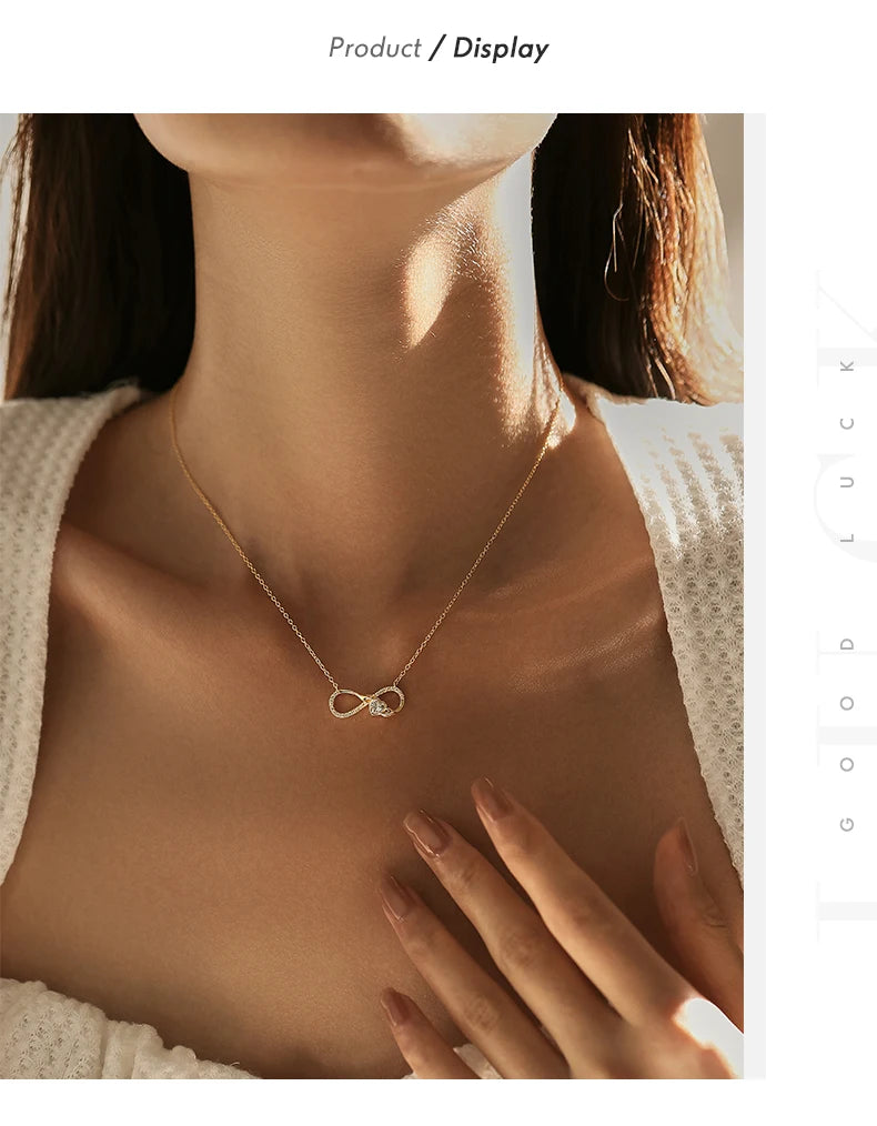 MODIAN 925 Sterling Silver Infinite Love Necklace Romantic Embrace Heart Pendant Link Chain For Women Anniversary Jewelry Gifts