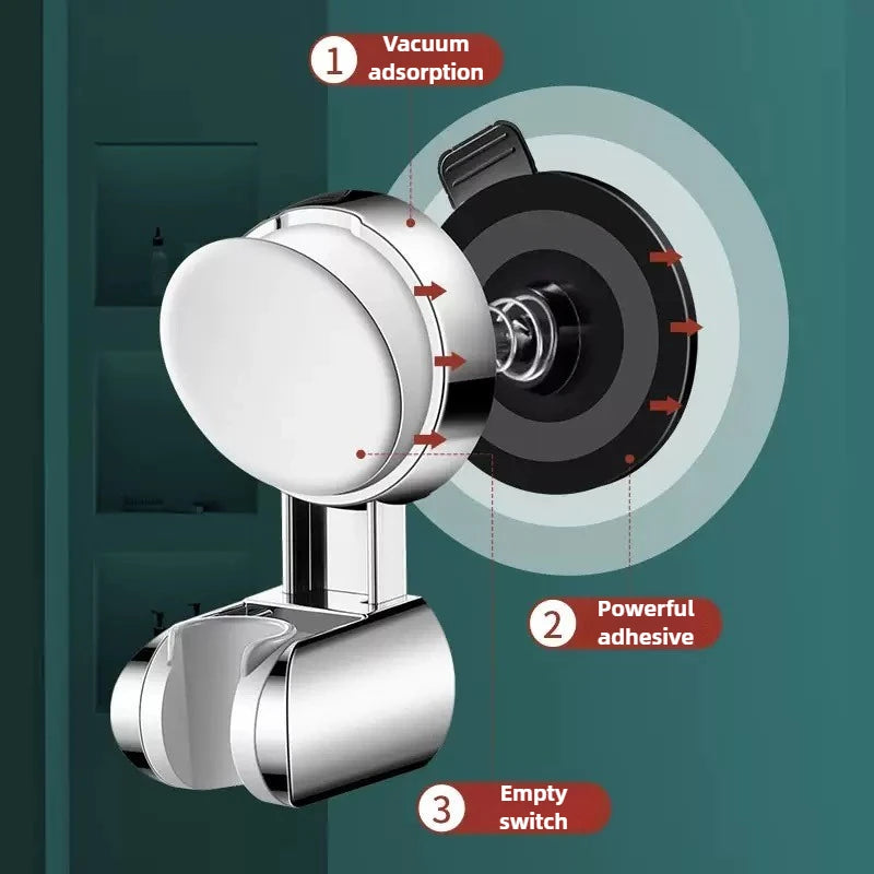 New Shower Head Supports 360° Adjustable Suction Cup Wall Mounted Handheld Shower Holder Punch-free Bathroom Accessories