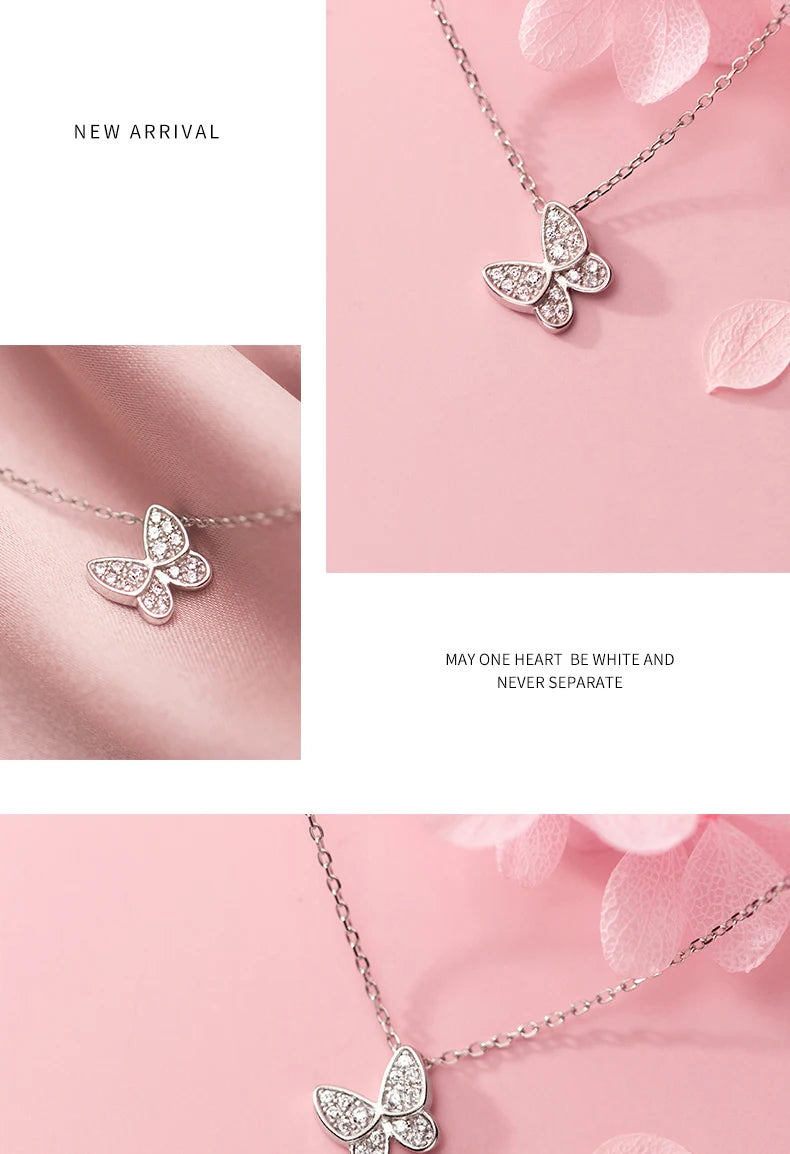 Modian New 925 Sterling Silver Sparkling Zircon Dancing Butterfly Tiny Mini Pendant for Women Fine Jewelry Birthday Gift