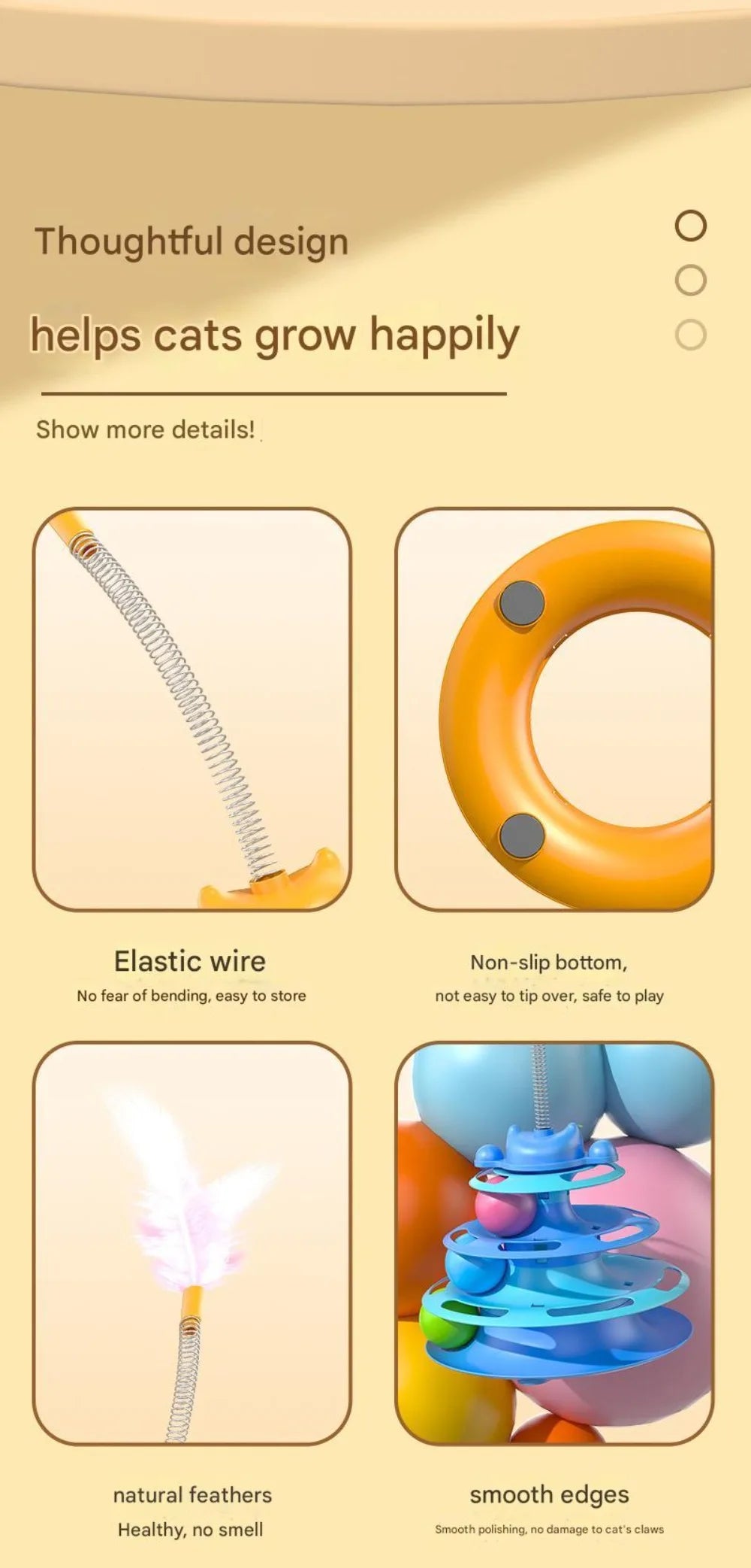 4-Layer 1pcs  Feather Cat Turntable With Fun Toy Ball And Playing Stick - Interactive Toy For Cats