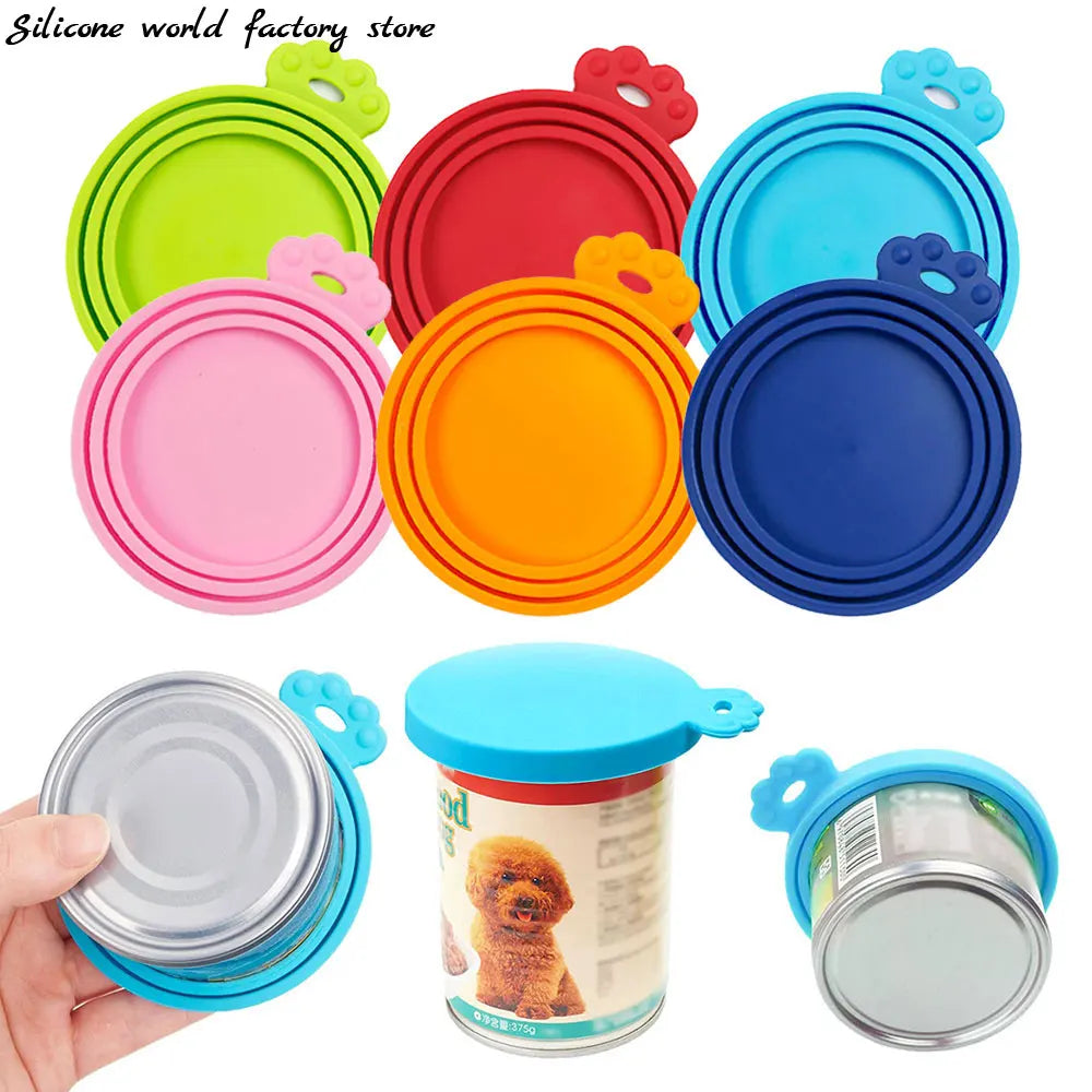 Silicone World Silicone Canned Lid 3 In 1 Reusable Food Storage Keep Fresh Cover Cans Cap Pet Can Box Cover Silicone Can Lid