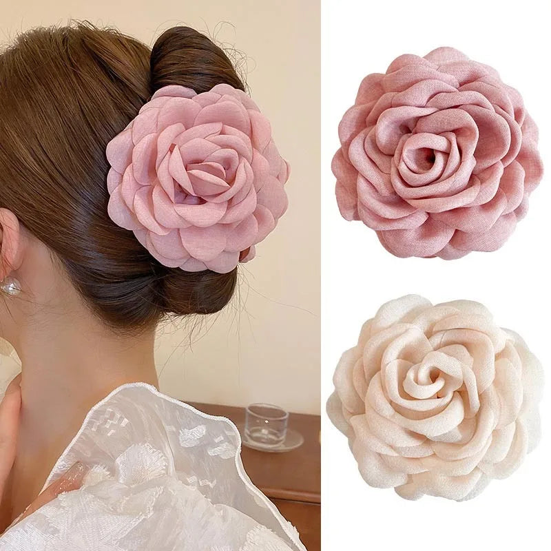 Fabric Rose Flower Hair Claw Clips For Women Girls Hair Clip Barrette Hairpins Hair Clamps Headwear Hair Accessories Gift