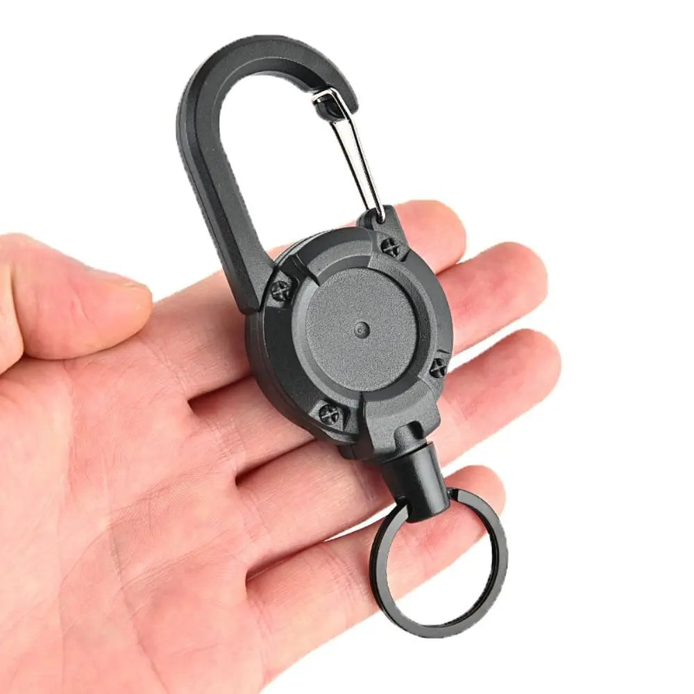 Retractable Heavy Duty Pull Reel Carabiner Key Chains Strong Steel Wire Rope Buckle Spring Key Ring Outdoor Sporty Keychain Tool