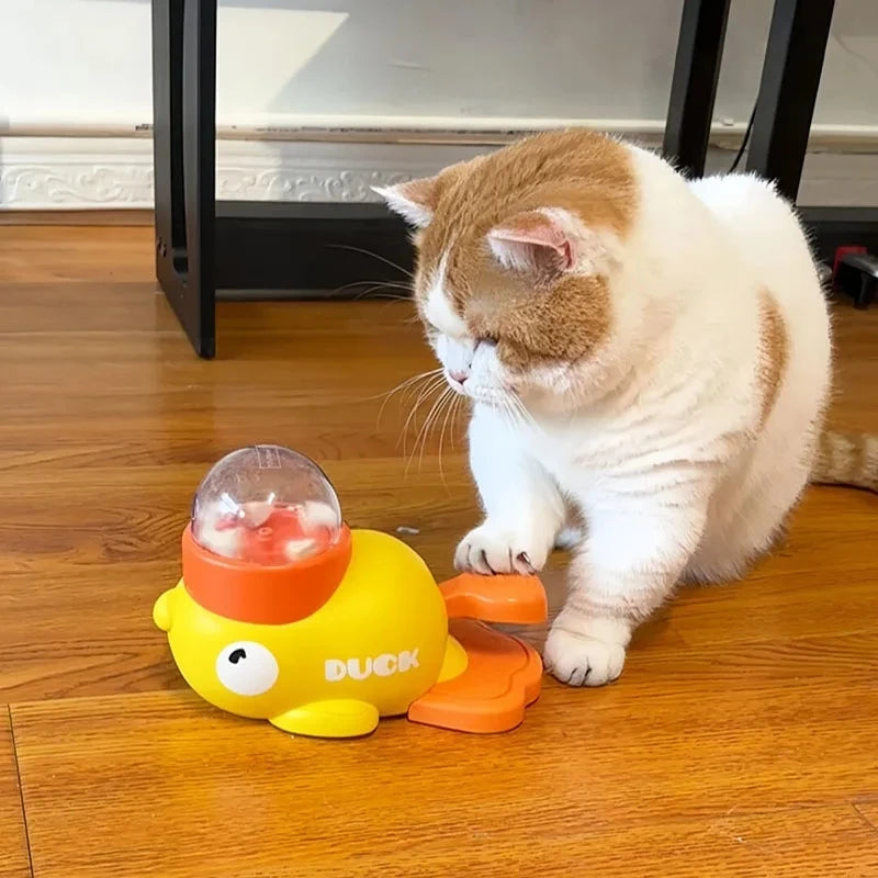 Little Yellow Duck Leakage Pet Toy - Cat Feeding Toy - Self Entertaining And Relaxing Cat Toy - Pet Snacks Freeze-dried Launcher