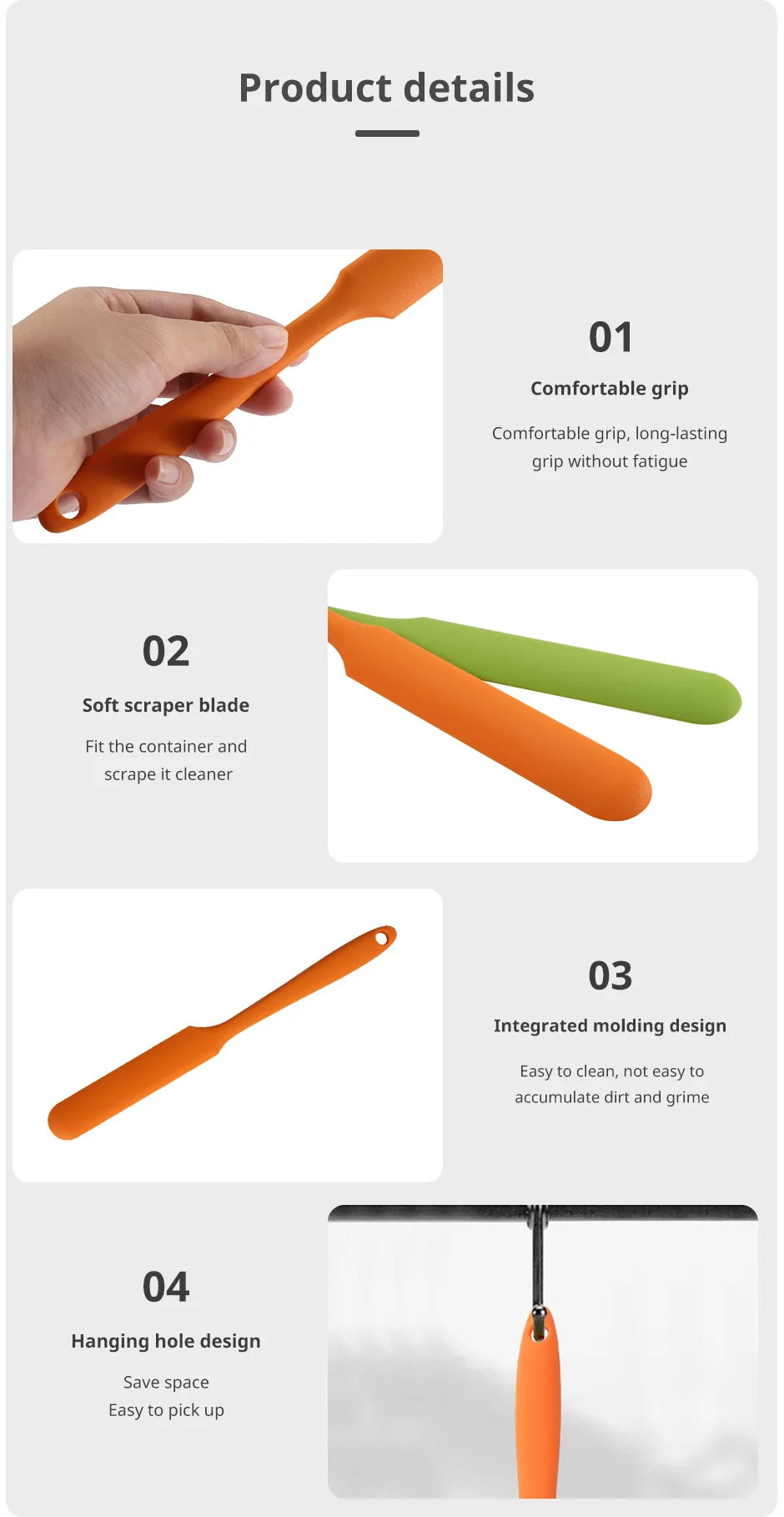 Silicone Spatula Heat Resistant Cake Cream Butter Spatulas Mixing Batter Scraper Non-Stick Flexible Baking Cooking Tool