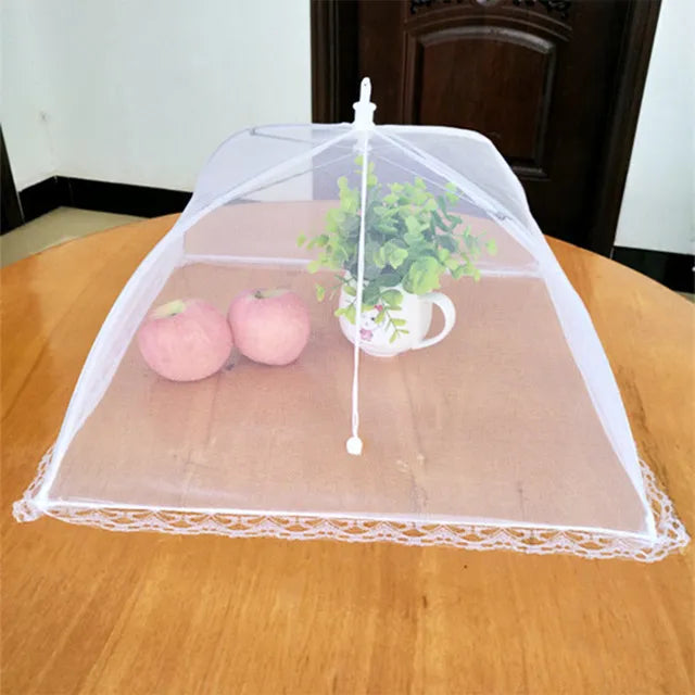 Kitchen Foldable Food Mesh Cover Anti-fly Umbrella Tent Cover Vegetable Fruit Breathable Insect-Proof Lid Food Protection Gadget